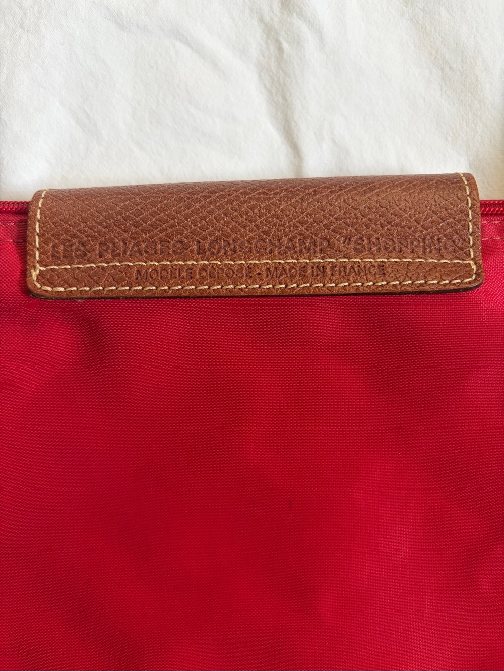 Longchamp Red Large Le Pliage Nylon Shoulder Tote - Picture 7 of 16